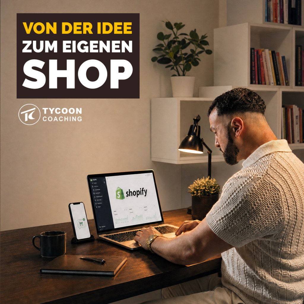 Taifun Kemerci arbeitet am Laptop an seinem Shopify-Onlineshop.